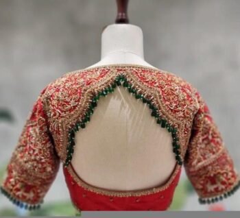 Red Silk Bridal Blouse: Hand Embroidered Zardosi Wedding Crop Top, bridal saree blouse,handwork blouse,bridal wedding blouse,Indian blouses