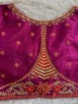 Pink Raw Silk Zardosi Blouse: Hand Embroidered Maggam Work