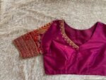 Pink Raw Silk Zardosi Blouse: Hand Embroidered Maggam Work