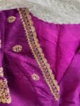 Hand Embroidered Plum Silk Blouse: Zardosi Saree Blouse, Elbow Sleeves
