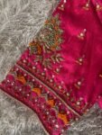Hand Embroidered Silk Blouse: Pink Zardosi Maggam Work, Elbow Sleeve