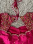 Hand Embroidered Silk Blouse: Pink Zardosi Maggam Work, Elbow Sleeve