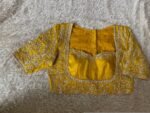 Mustard Yellow Silk Hand Embroidered Blouse: Zardosi Bridal Blouse