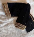 Black Velvet Zardosi Blouse: Hand Embroidered Saree Top,black velvet blouse,mix and match blouse, plus size blouse,blouses usa,black saree