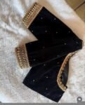 Black Velvet Zardosi Blouse: Hand Embroidered Saree Top,black velvet blouse,mix and match blouse, plus size blouse,blouses usa,black saree