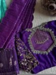 Purple Silk Zardosi Blouse: Hand Embroidered Saree Top