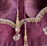 Hand Embroidered Plum Silk Blouse: Zardosi Saree Blouse – Size 42