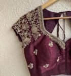 Hand Embroidered Plum Silk Blouse: Zardosi Saree Blouse – Size 42