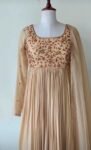 Hand Embroidered Georgette Anarkali Dress: Beige Indian Suit with Dupatta