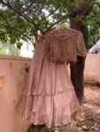 Sequin Embroidered Lehenga Set: Satin Skirt & Net Crop Top