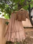 Sequin Embroidered Lehenga Set: Satin Skirt & Net Crop Top