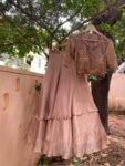 Sequin Embroidered Lehenga Set: Satin Skirt & Net Crop Top