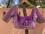 Lavender Silk Bridal Blouse: Hand Embroidered Zardosi Maggam Work,bridal blouses,wedding blouses,heavy handwork blouse,lavender saree blouse