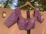 Lavender Silk Bridal Blouse: Hand Embroidered Zardosi Maggam Work,bridal blouses,wedding blouses,heavy handwork blouse,lavender saree blouse