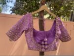 Lavender Silk Bridal Blouse: Hand Embroidered Zardosi Maggam Work,bridal blouses,wedding blouses,heavy handwork blouse,lavender saree blouse