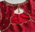 Hand Embroidered Zardosi Silk Blouse: Red Bridal Wedding Top