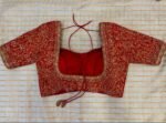 Red Silk Bridal Blouse: Hand Embroidered Zardosi Wedding Crop Top