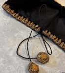 Black Velvet Zardosi Embroidered Saree Blouse – V-Neck, Elbow Sleeves