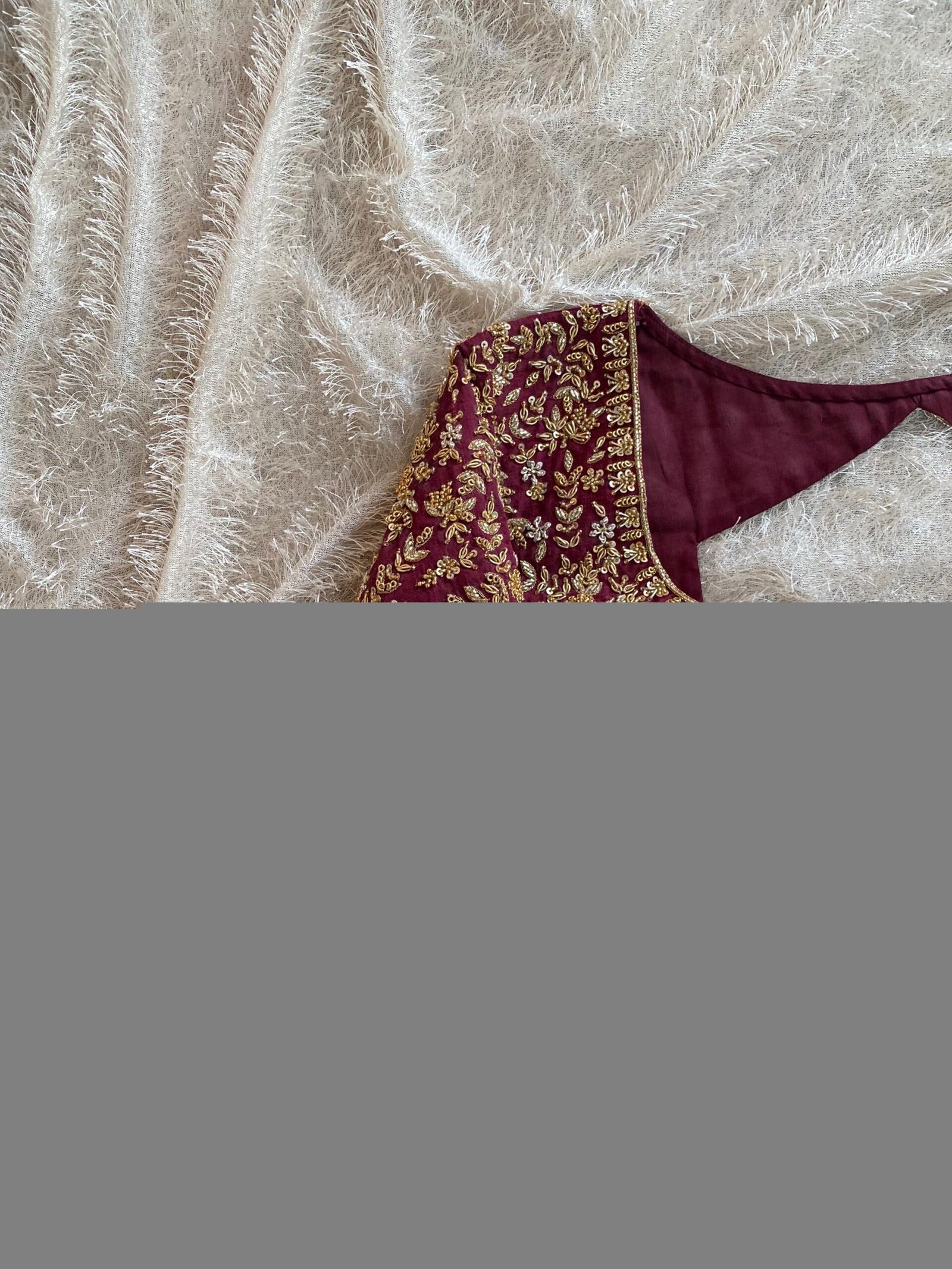 Hand Embroidered Zardosi Silk Blouse: Maroon Red Bridal Maggam Work