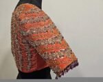 Hand Embroidered Raw Silk Zardosi Blouse: Bridal Maggam Work