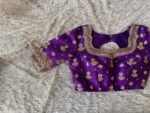 Purple Silk Bridal Blouse: Heavy Zardosi Hand Embroidery, Elbow Sleeves