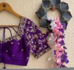 Purple Zardosi Bridal Blouse: Hand Embroidered Silk Maggam Work