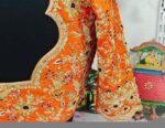 Hand Embroidered Silk Bridal Blouse: Orange Zardosi Wedding Top