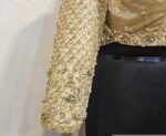 Hand Embroidered Pure Silk Saree Blouse: Golden Zardosi Tissue, Full Sleeve