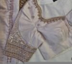 Hand Embroidered Raw Silk Blouse: Cream Zardosi Maggam Work,mix and match blouse,plus size blouse,hand work blouse,maggam work blouse,cream