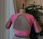 Hand Embroidered Zardosi Silk Blouse: Light Pink Maggam Work