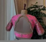 Hand Embroidered Zardosi Silk Blouse: Light Pink Maggam Work