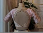 Hand Embroidered Silk Blouse: Light Pink Zardosi Maggam Work