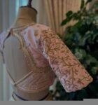 Hand Embroidered Silk Blouse: Light Pink Zardosi Maggam Work