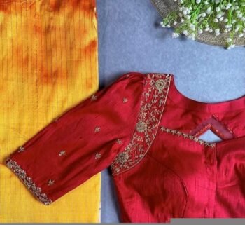 Hand Embroidered Zardosi Bridal Blouse: Pure Silk Wedding Crop Top