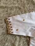 Hand Embroidered Zardosi Silk Blouse: Cream Saree Top, V-Neck