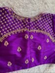 Hand Embroidered Purple Silk Blouse: Zardosi Maggam Work