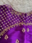Hand Embroidered Purple Silk Blouse: Zardosi Maggam Work