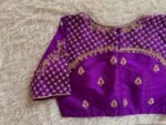 Hand Embroidered Purple Silk Blouse: Zardosi Maggam Work