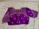 Hand Embroidered Purple Silk Blouse: Zardosi Maggam Work
