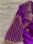 Hand Embroidered Purple Silk Blouse: Zardosi Maggam Work