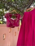Pink Embroidered Lehenga Choli Set: Silk Crop Top Skirt, Wedding Party Wear,Lehenga crop top set,blue lehenga,party wear lehenga,Indian outf