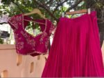 Pink Embroidered Lehenga Choli Set: Silk Crop Top Skirt, Wedding Party Wear,Lehenga crop top set,blue lehenga,party wear lehenga,Indian outf
