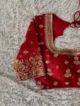 Red Silk Bridal Blouse: Heavy Zardosi Hand Embroidery, Elbow Sleeves