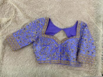 Lavender Silk Bridal Blouse: Hand Embroidered Zardosi Maggam Work