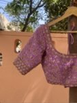 Lavender Silk Bridal Blouse: Hand Embroidered Zardosi Maggam Work,bridal blouses,wedding blouses,heavy handwork blouse,lavender saree blouse