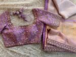 Lavender Silk Bridal Blouse: Hand Embroidered Zardosi Maggam Work,bridal blouses,wedding blouses,heavy handwork blouse,lavender saree blouse