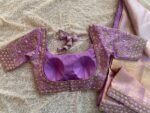 Lavender Silk Bridal Blouse: Hand Embroidered Zardosi Maggam Work,bridal blouses,wedding blouses,heavy handwork blouse,lavender saree blouse