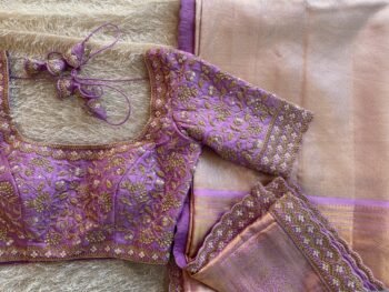 Lavender Silk Bridal Blouse: Hand Embroidered Zardosi Maggam Work,bridal blouses,wedding blouses,heavy handwork blouse,lavender saree blouse