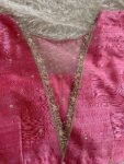 Hand Embroidered Silk Zardosi Blouse: Pink Maggam Work, Elbow Sleeves