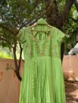 Hand Embroidered Green Silk Anarkali Suit with Dupatta/pista green dress/green anarkali/handwork anarkali/light green dress/hand work dress